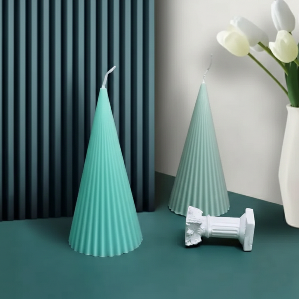 Light Green Cone Candle - Handcrafted Designer Decor