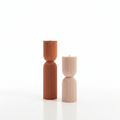 Elysian Pillar Duo – Handcrafted Ribbed Natural Wax Decorative Candles