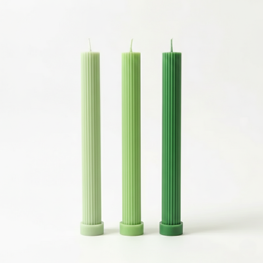 Set of 3 Fluted Ombré Pillar Candles